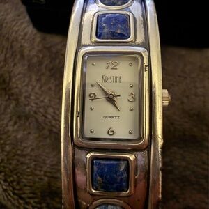 Women's Silver and Blue Quartz Bracelet Watch